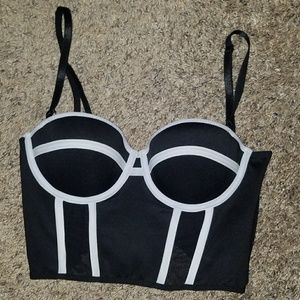 Bebe black and White Corset Top